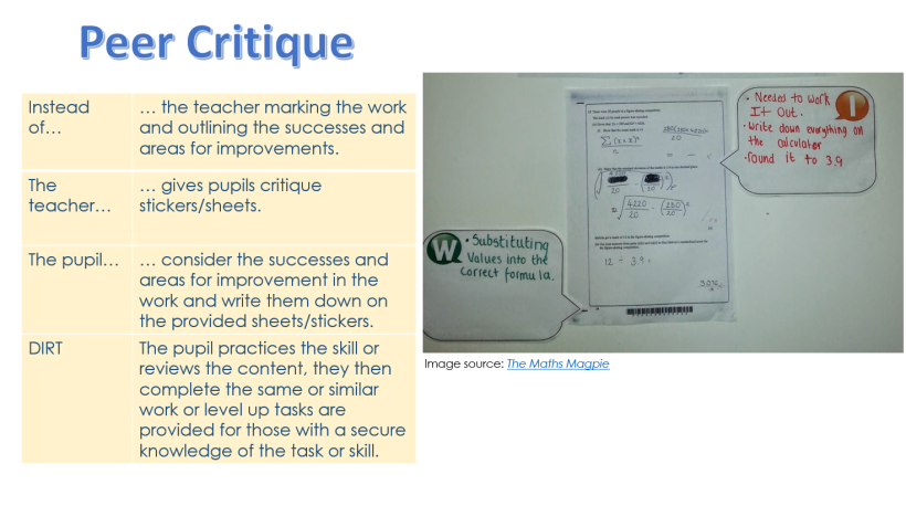 Peer critique marking DIRT