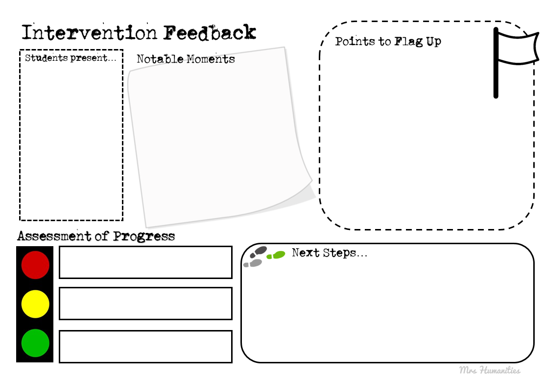 intervention feedback sheet
